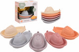 Johntoy bioplastic badbootjes happy world 5 stuks stapelbaar speelgoed.