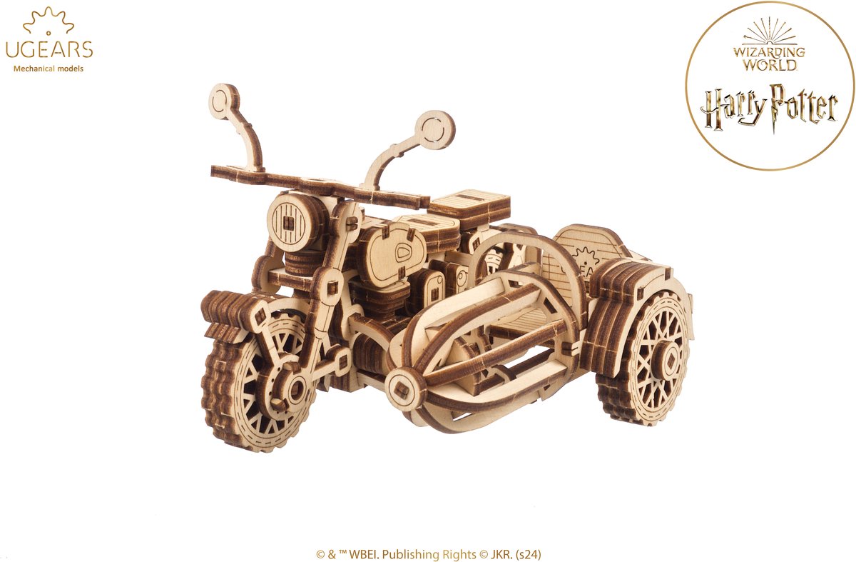Ugears 3d modelbouw - hagrid's flying motorbike™ - harry potter™ - mechanisch bouwpakket hout - educatief speelgoed