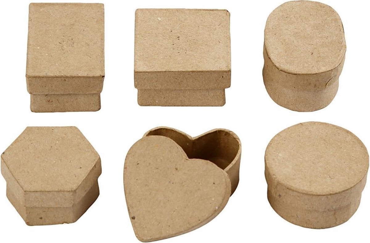 Creativ company papier mache creotime: mini doosjes 6 stuks 5x3 cm