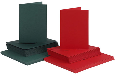 Creativ company kaarten enveloppen rood - groen 10,5x15cm 50 sets