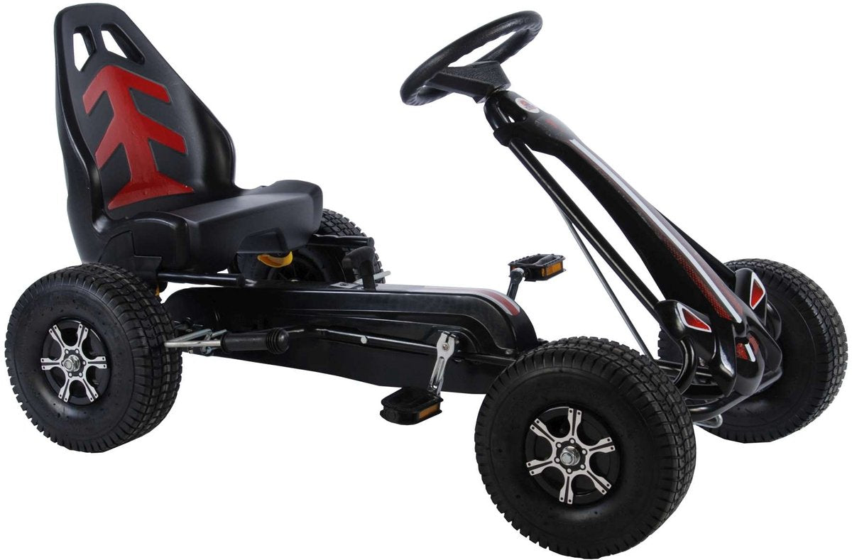 Volare go kart racing car - jongens - groot - luchtbanden - zwart