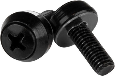 Startech m6 x 12mm - mounting screws - 50 pack black - m6 x 12mm - screws - 50 pack black - m6 mounting screws for server rack cabinet