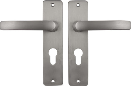 Starx deurklink zilver - rvs look â€“ deurbeslag â€“ deurschild voor profielcilinder (pc55) â€“ deurklink blok