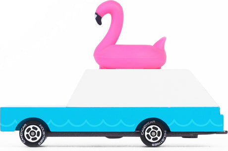 Candylab toys candycar world: flamingo wagon (w228) 8,9x3,8x6,4cm, wooden diecast, magnetic, in giftbox, 3+