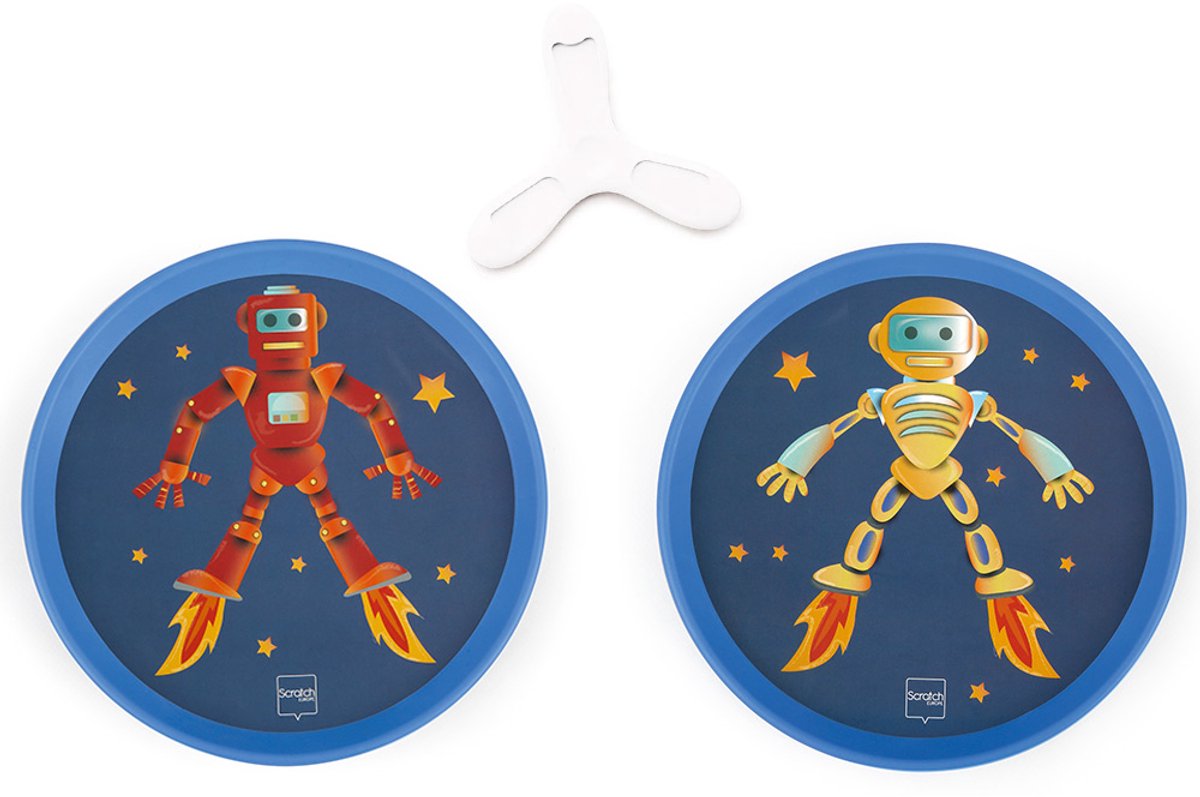 Scratch hand-disker duo - robot - met 1 magnetische disker - 3 jaar