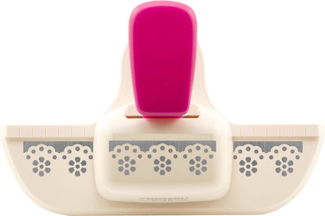 Vaessen creative pons - randpons bloemetjes - 1,4 x 4,5 cm - ivoor roze