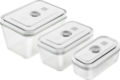 Zwilling fresh save vacuüm vershoudbakjes - opbergdozen - 3-delige set - s 200ml - m 750ml - l 1600ml - glas