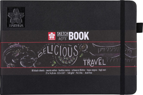 Sakura schets notitieboek 21 x 14.8 cm 80 pagina's zwart papier 140g