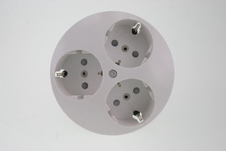 Uni inbouw stopcontact - 3-voudig - rond - randaarde - polarwit