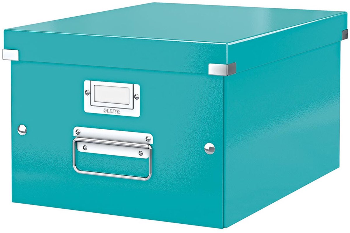 Leitz wow click store middelgrote kartonnen opbergdoos - 85% gerecycled karton - voor a4 formaten - ideaal voor kantoor en thuiswerken - ijslauw
