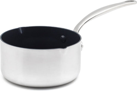 Greenpan barcelona evershine sauspan 16cm - 1.5l - pfas-vrije antikleeflaag - sauspan inductie - keramische pan - ovenbestendig tot 220°c - zonder deksel - zilver
