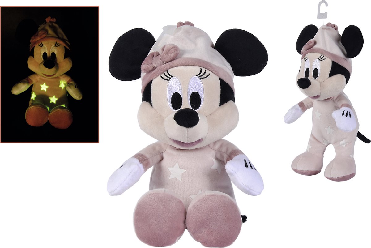 Simba toys plush - disney disney - goede nacht minnie (25cm) - knuffel - pluche - licht op in het donker