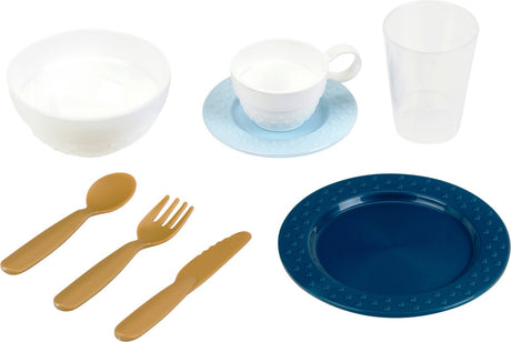 Klein toys serviesset - voor 4 personen - drinkbekers, ontbijtschalen, dinerborden, koffiesets, bestekset - multicolor