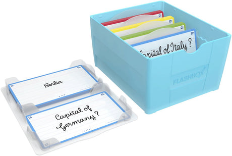 Oxford flashbox 17,3x14,5cm pp pastelblauw + 32 flashcards flash 2.0