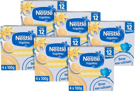 Nestlé yogolino vanille babytoetje - babyvoeding tussendoortjes - 12+ maanden - 6 stuks 4x100g (24 porties)