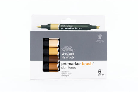 Winsor newton 0290127 promarker brush 6 skin tones set | professionele alcoholmarkers layoutmarkers