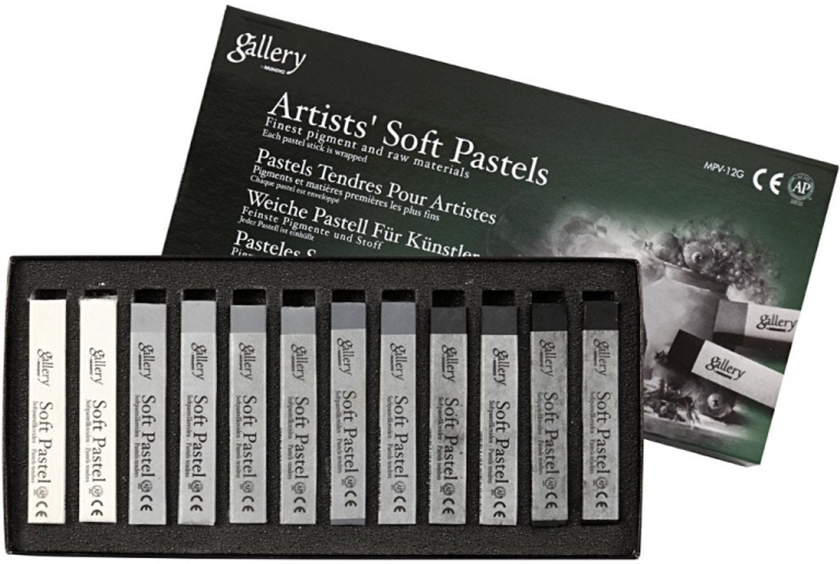 Creativ company http: www.cchobby.nl gallery-soft-pastel-set-l-6-5-cm-dikte-10-mm-zwart-wit-harmonie-12-stuk-1-doos