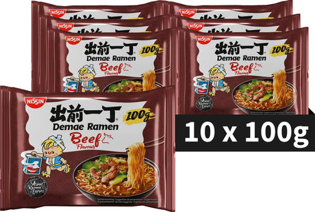 Nissin demae ramen - beef noodles bowl - instant noedels - 10 stuks