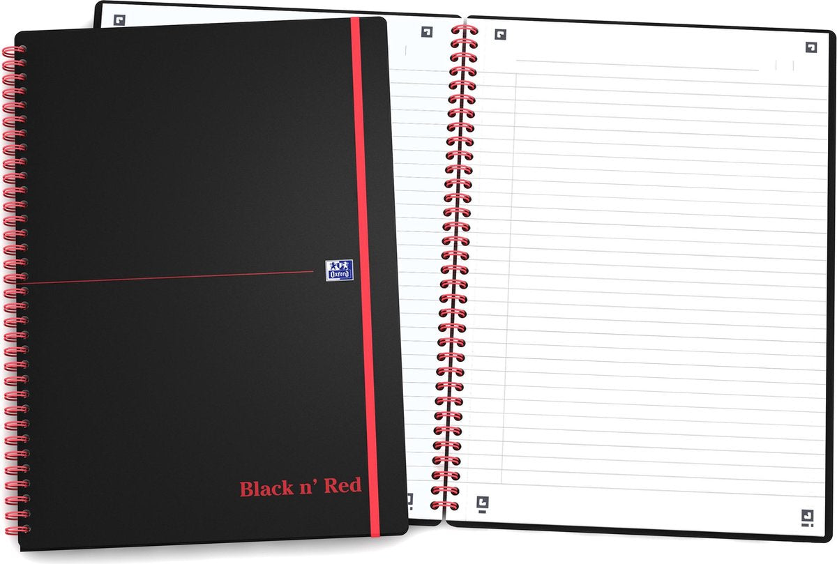 Oxford black n' red - notitieboek - a5 - gelijnd - 90g - softcover - zwart