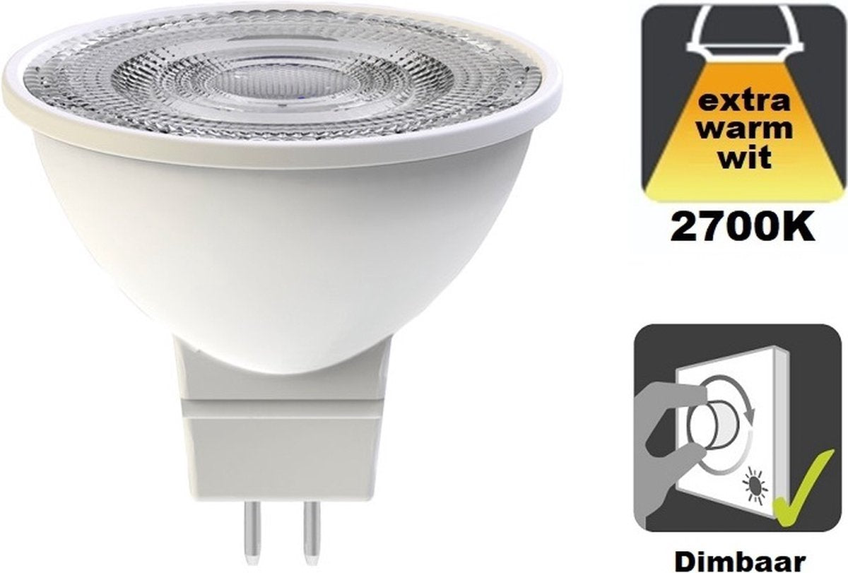 Integral led - gu5.3 led spot - 3,4 watt - 2700k - 380 lumen - 12v - dimbaar