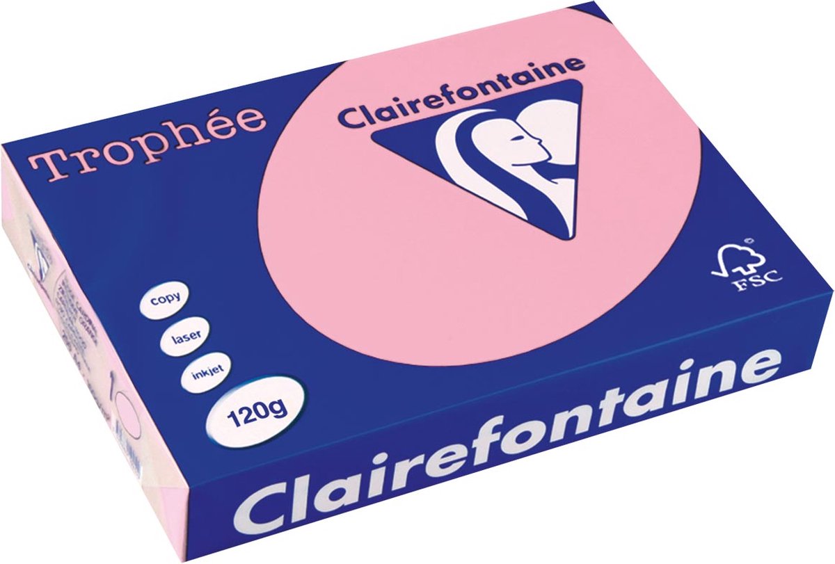Clairefontaine trophée pastel a4 roze 120 g 250 vel