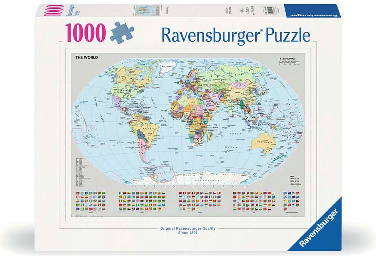 Ravensburger puzzel wereldkaart - legpuzzel 1000 stukjes educatief.