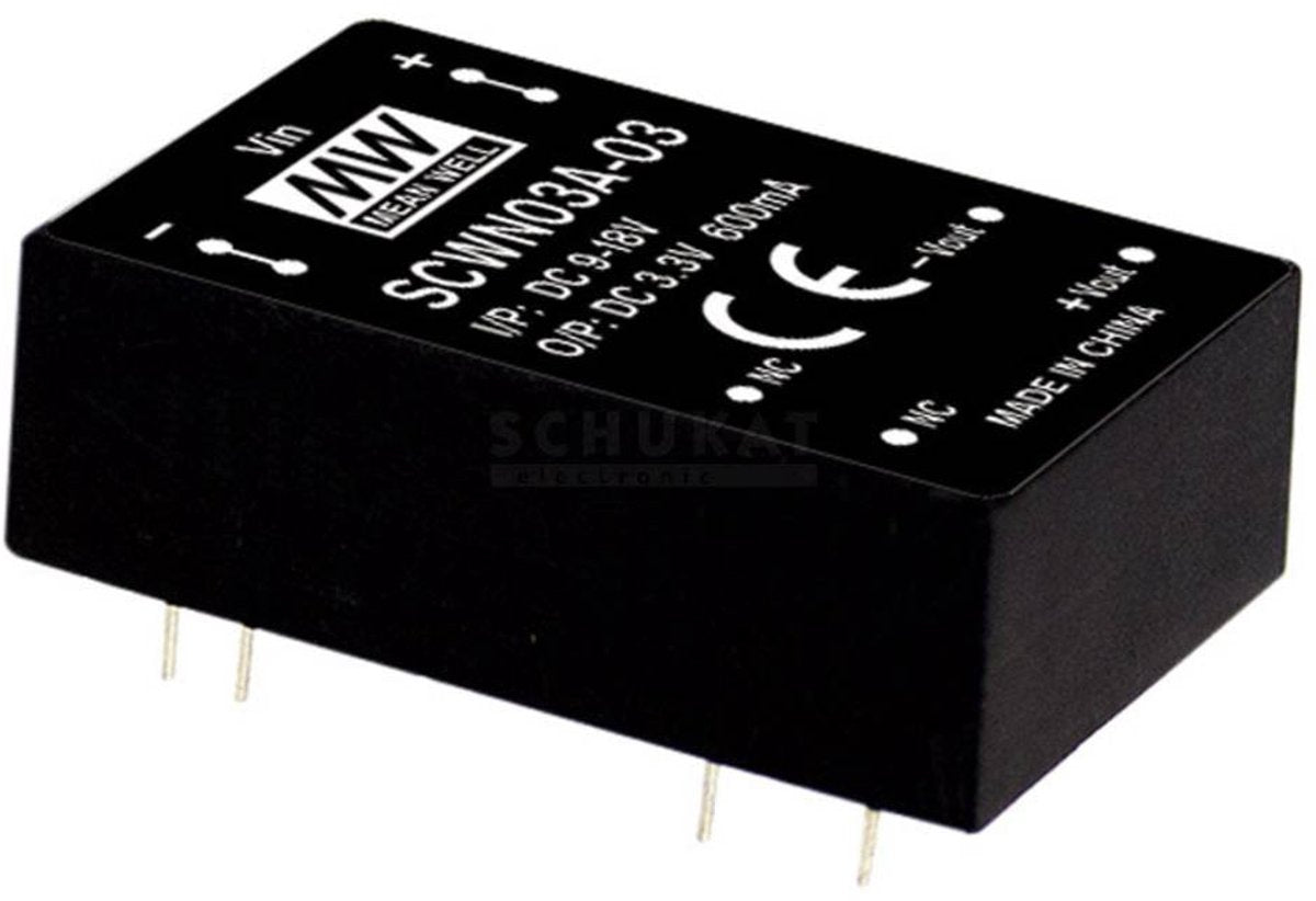 Mw mean well scwn03e-05 dc dc-convertermodule 600 ma 3 w aantal uitgangen: 1 x inhoud 1 stuk(s)