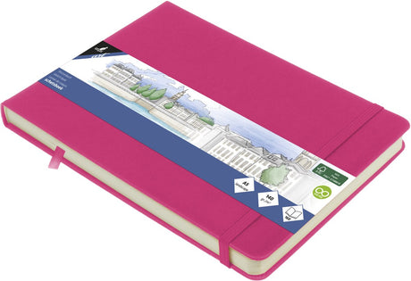 Kangaro schetsboek - a5 landscape - hot pink - met elastiek en lint - k-861310