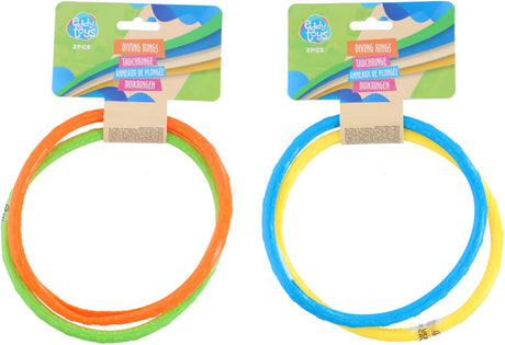 Eddy toys duikringen 2 stuks - zwemspeelgoed duikringen kinderen - waterspeelgoed duiken - opvallende kleuren - 1 willekeurige kleur combinatie