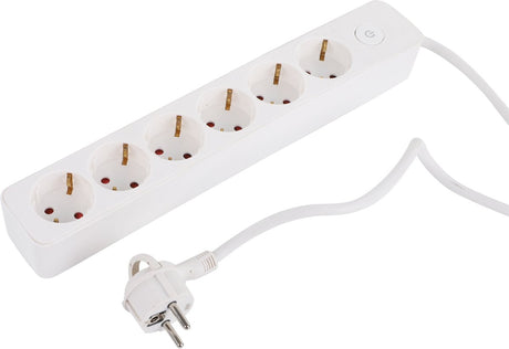Q-link stekkerdoos - 6-voudig - met schakelaar - plat - 3 x 1.5 mmâ² - 1.5 m - pvc - wit