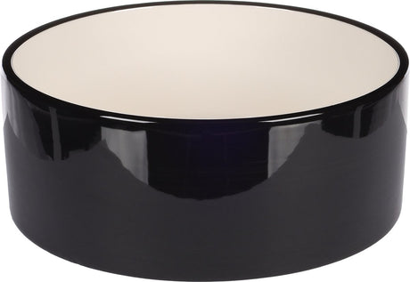 Flamingo voerbak hond – eetbak hond keramiek – stijlvolle zware keramische kom – ø20 cm – 1,7l – eet- en drinkpot rocky rond zwart wit