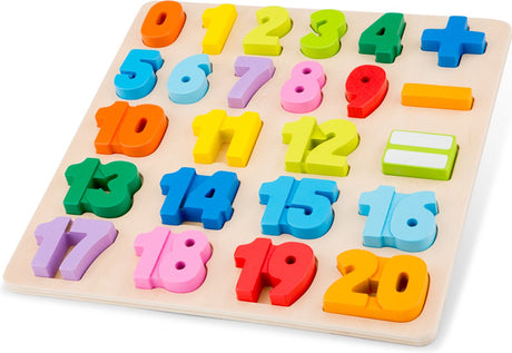Woet new classic toys® houten cijfers rekentekens puzzel - getallen 0 t m 20 - kleurrijk rekenpuzzel speelgoed - educatief leren tellen - peuterspeelgoed - vanaf 24 maanden