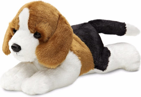 Aurora knuffeldier beagle hond - pluche knuffel - 20 cm - bruin wit - knuffel huisdier