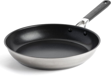 Kitchenaid stainless steel koekenpan 28cm - pfas-vrije antikleeflaag - koekenpan inductie - keramische pan - ovenbestendig tot 160°c - koudgrepen - zilver