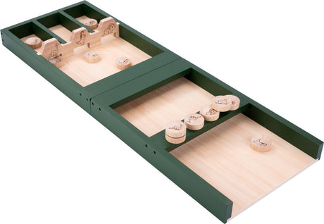 Longfield tweedelige sjoelbak kinder dino thema – 80 cm – inclusief katoenen opbergtas – educatief gezelschapsspel voor kinderen –