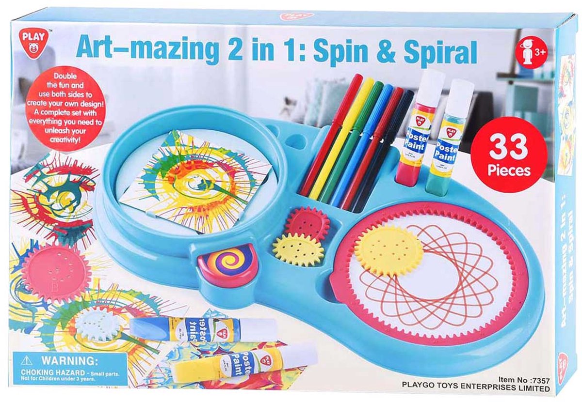 Playgo spiraal tekenset creatief speelgoed 2-in-1 33-delig.