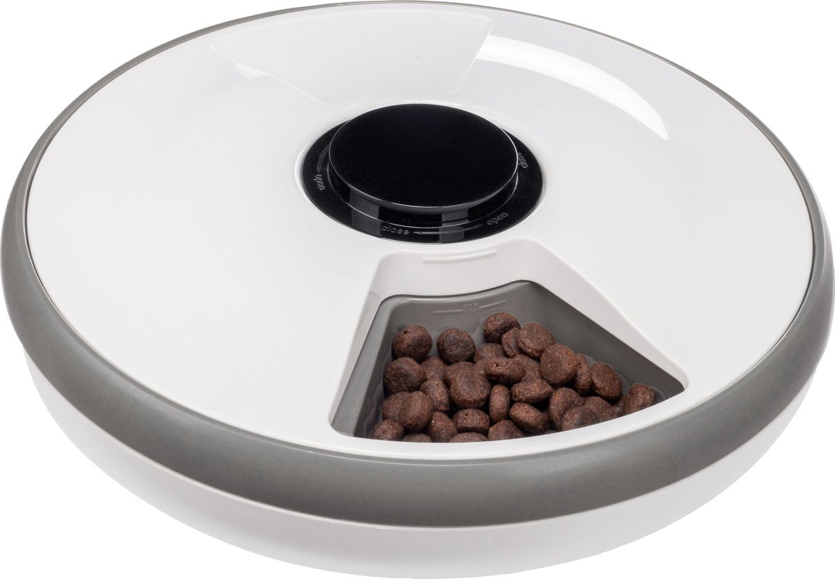 Flamingo automatische voerbar hond en kat – voederautomaat voor nat- en droogvoer – met timer koelelement – 6 maaltijden – model labo – wit