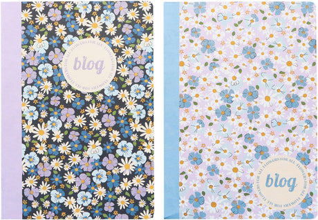 Kangaro schriften - b'log flowers - formaat a5 - met lijn - 2 stuks - an-123852-a