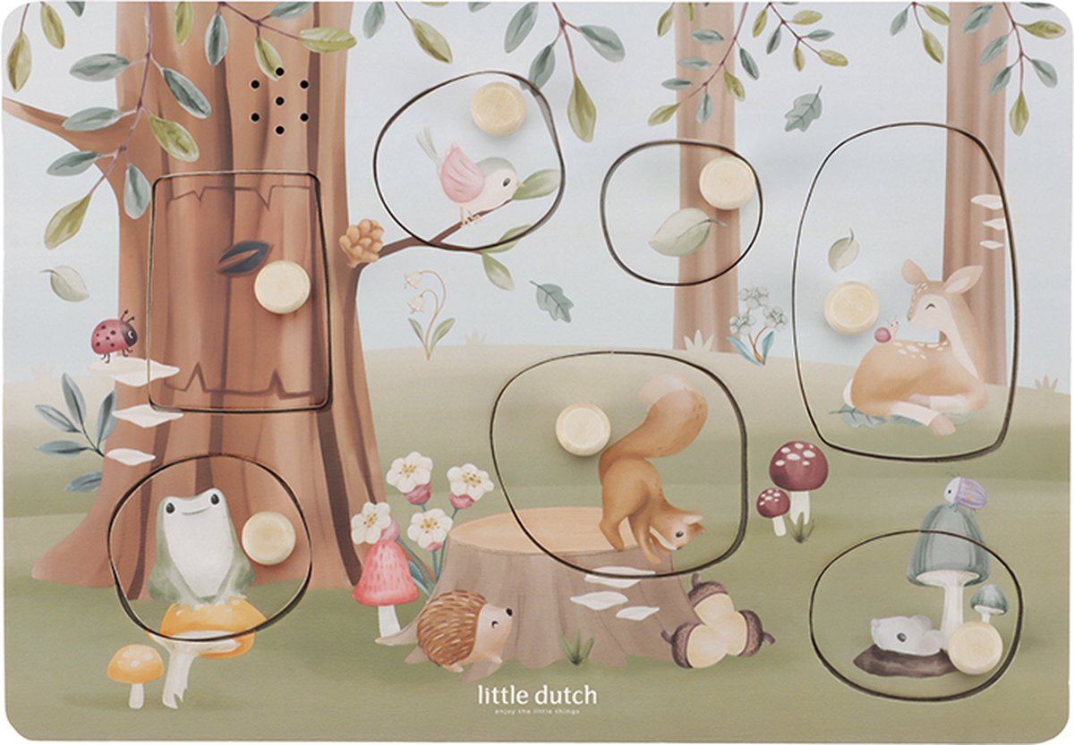 Little dutch geluidenpuzzel hout - forest friends fsc
