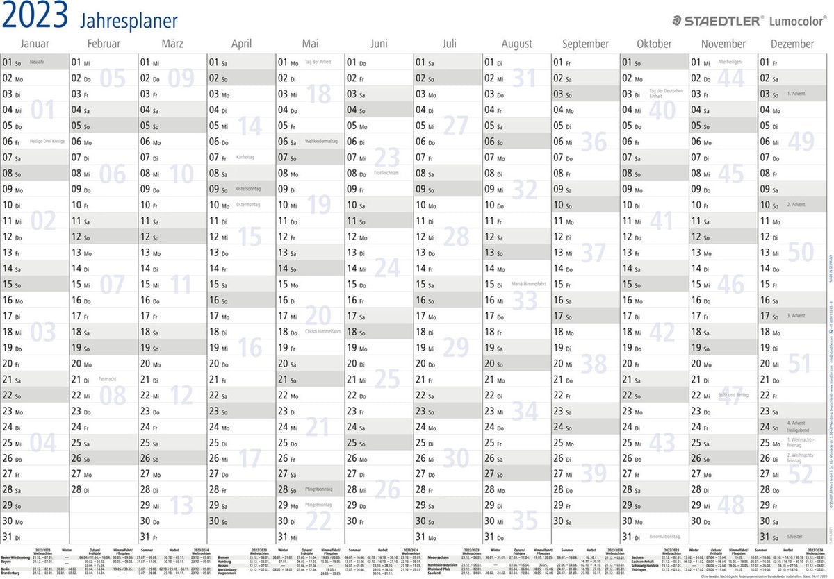 Staedtler jahresplaner lumocolor year planner 2024 a3 format