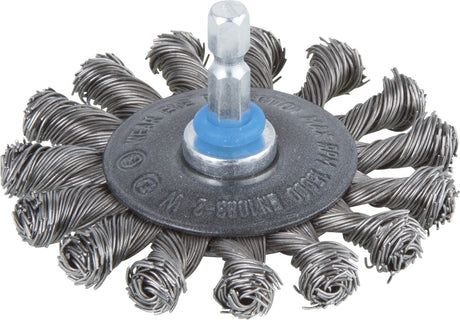 Wolfcraft - staaldraad schijfborstel voor boormachine gevlochten - hex staalborstel 75mm - 2119000