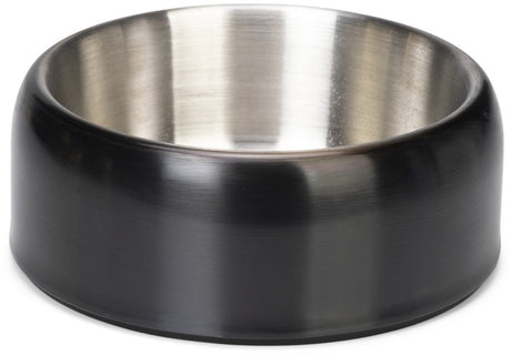 Menno's dierenwereld designed by lotte noar voerbak hond - eetbak drinkbak - vaatwasserproof - anti-slip - rvs - zwart - 1890ml
