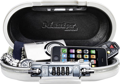 Masterlock draagbare kluis 5900eurdwht – met 4-cijferig combinatieslot – incl. verankeringskabel – w