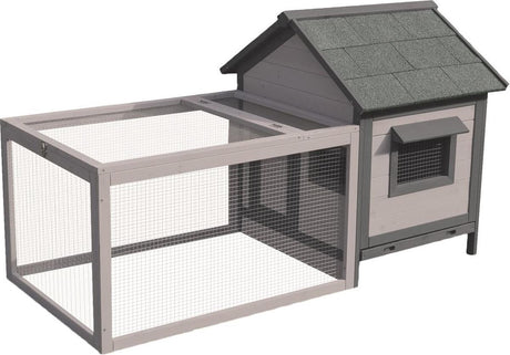 Flamingo konijnenhok grace cottage - 146 x 75 x 83 cm - grijs