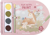 Little dutch verfboek fairy garden - knutselboek tekenen en schilderen, incl kwast en 4 kleuren verf - peuter kleuter - vakantieboek - speelgoed 3 jaar