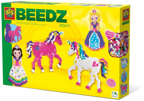 Ses creative - beedz - unicorns en prinsessen - 2100 strijkkralen met grondplaten en strijkvellen - vanaf 5 jaar