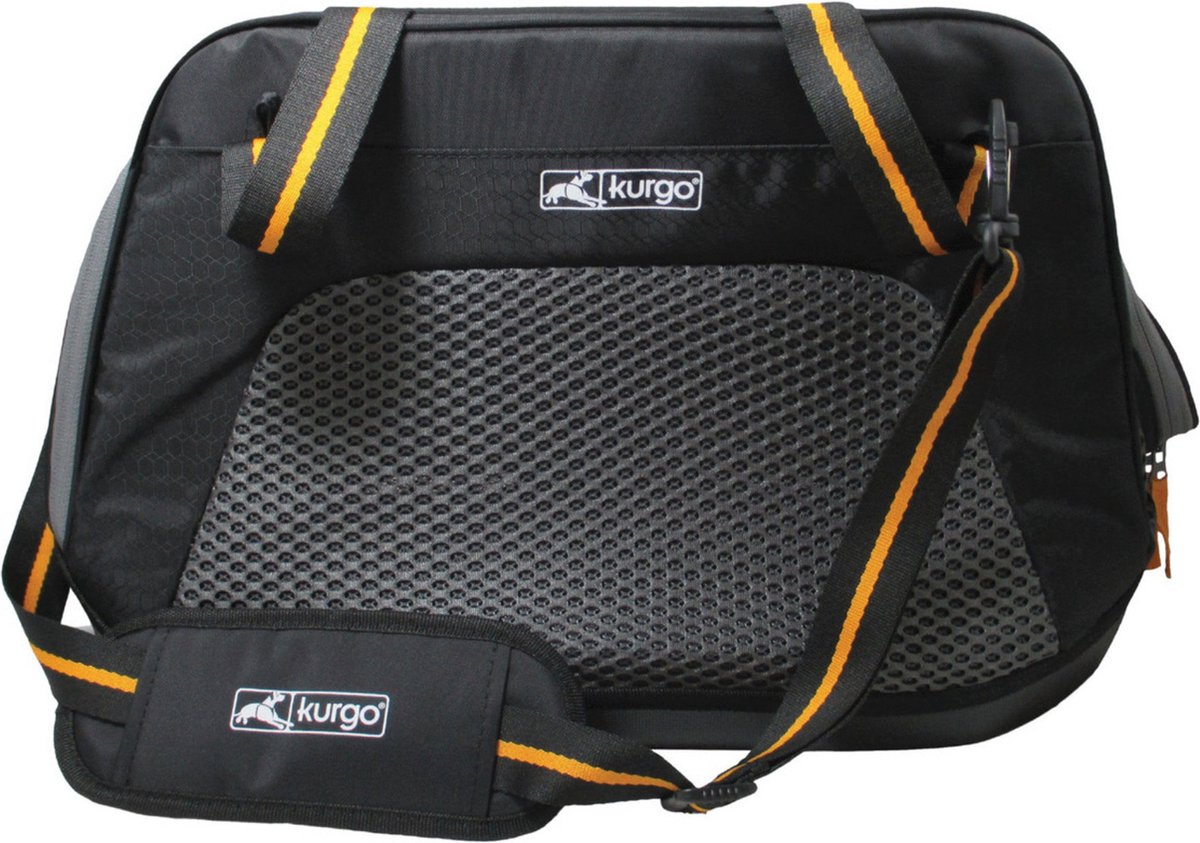 Kurgo explorer carrier - hondenautoaccessoire - 51x25x29 cm zwart oranje suitable for dogs up to 9 kg l