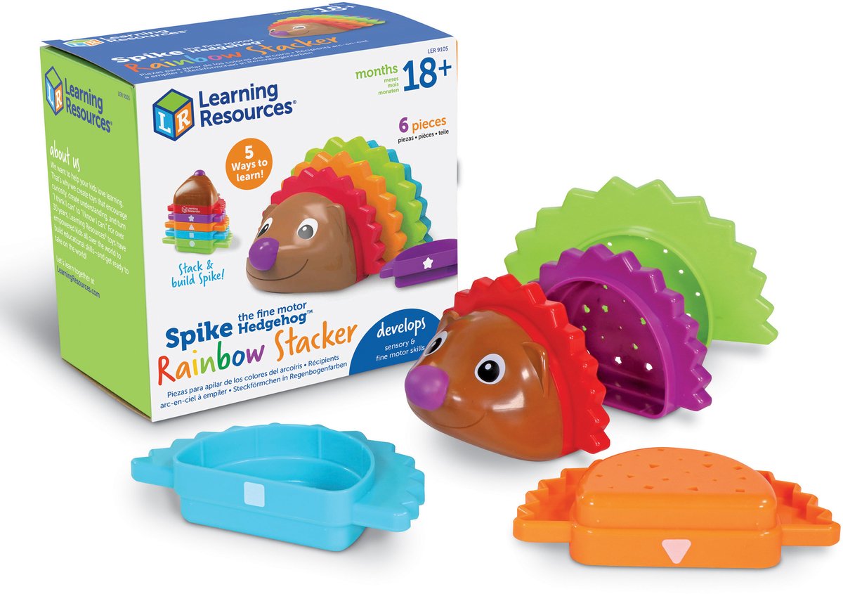Learning resources spike the fine motor hedgehog - regenboog stapelaar - 18 maanden+