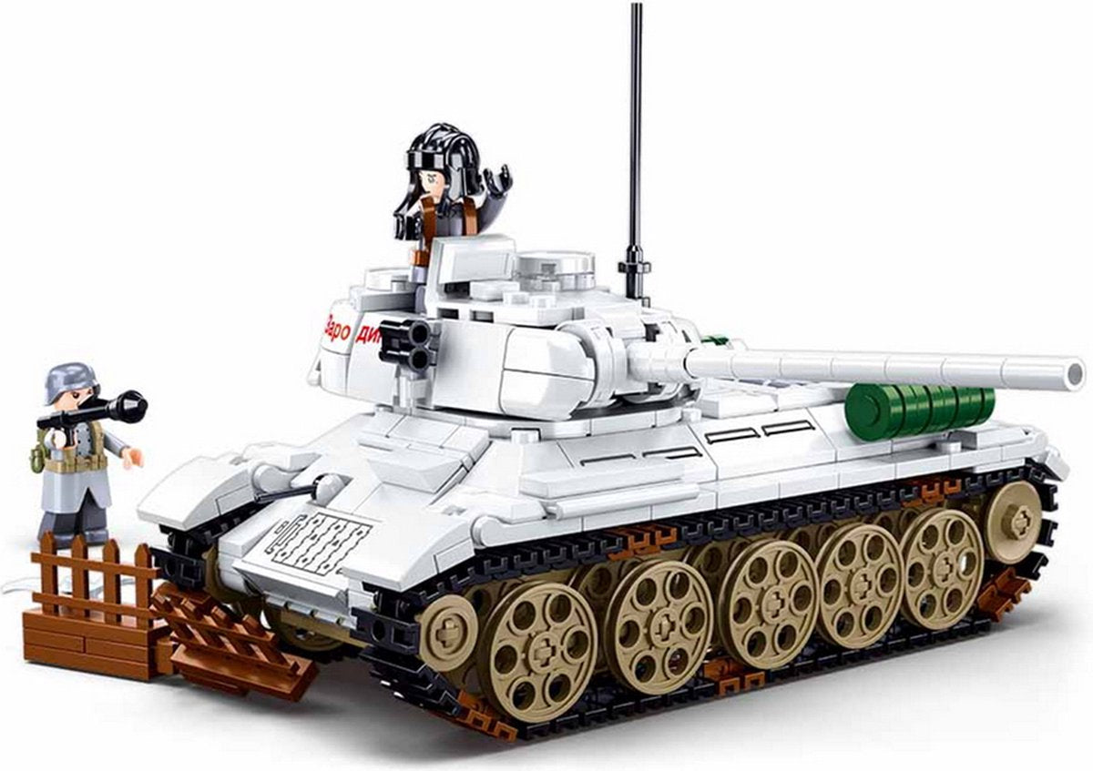 Sluban army middelgrote tank wit bouwspeelgoed kinderen vanaf 6 jaar - constructiespeelgoed modelbouw - bouwdoos met 518 bouwstenen - m38-b0978