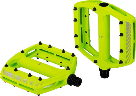 Bbb cycling fietspedalen mountainbike - aluminium - geschikt voor e-bike - anti slip pedalen mtb - flat pedals - fiets trappers - coolride neon geel - bpd-36